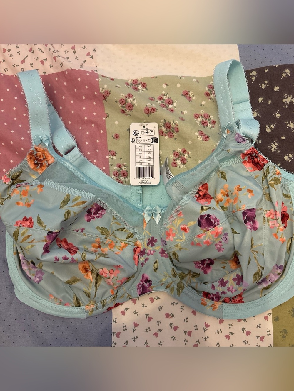 Goddess Light Blue Floral Underwire Bra